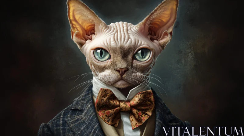 Dapper Sphynx Cat with Bow Tie
