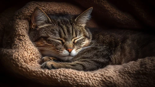 Serene Feline Resting Comfortably