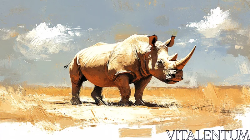 Artistic Portrayal of a Majestic Rhinoceros in the Wild