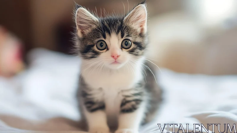 Innocent Kitten on Soft White Surface