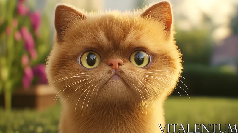Adorable Kitten with Green Eyes in Nature