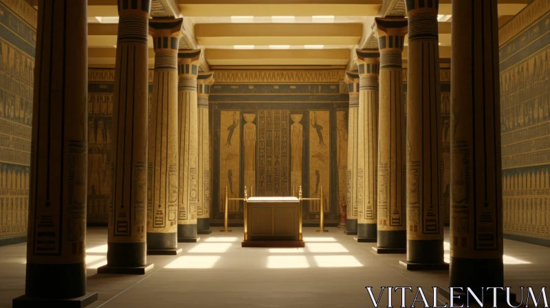 AI ART Ancient Egyptian Burial Chamber: Divine Hieroglyphs and Sarcophagus