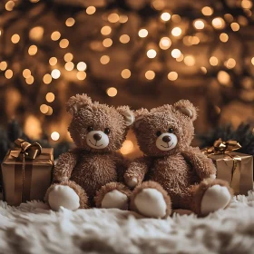 Festive Holiday Teddy Bear Display