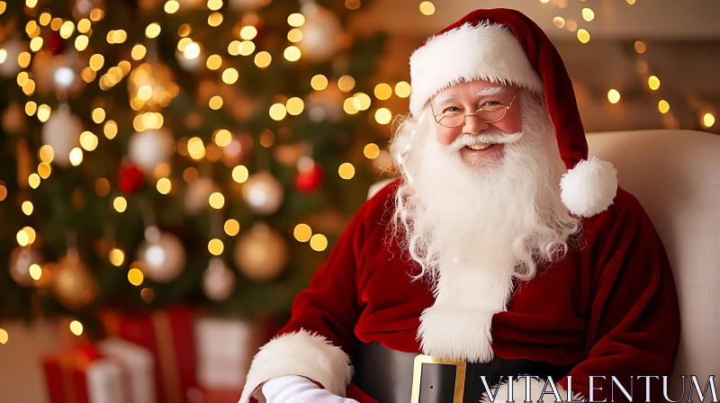 Santa Claus by the Christmas Tree