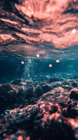 Underwater Seascape with Bubbles and Sunlight