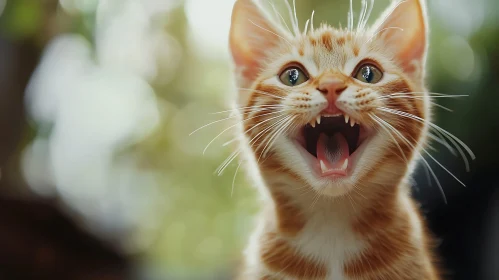 Playful Orange and White Kitten in Nature