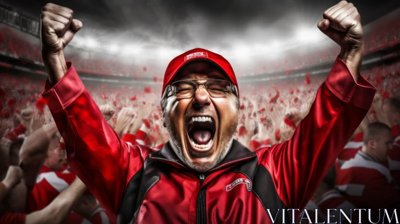 Excited Football Fan Celebrating Team's Victory AI Image