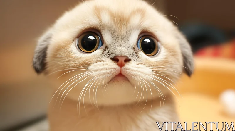 AI ART Cute Fluffy Kitten With Big Eyes