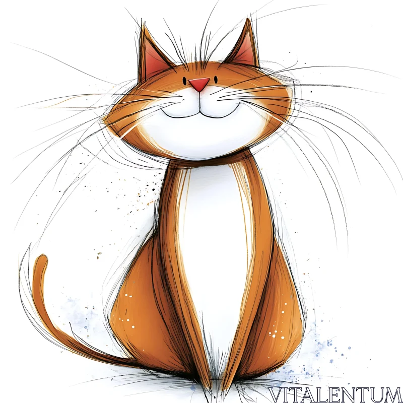 Whimsical Cartoon Cat Art AI Image