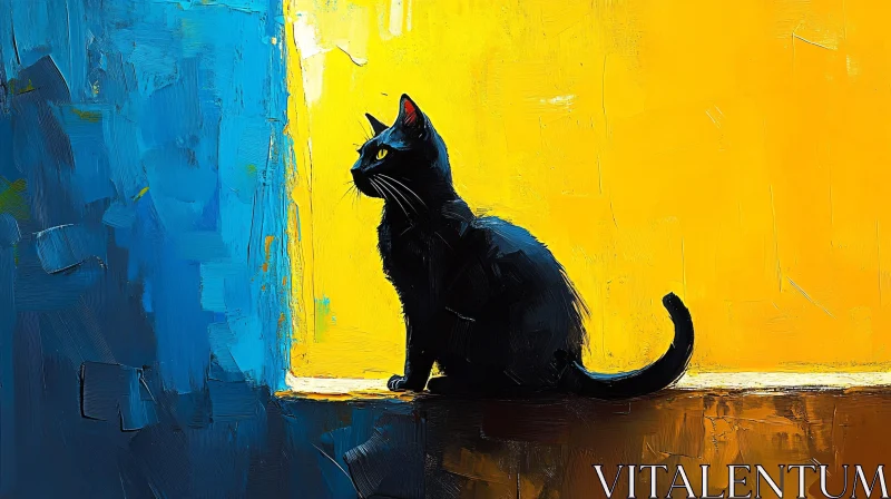 AI ART Contrasting Black Cat Art