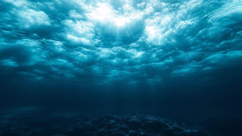 Ethereal Ocean Depths Illuminated by Sun Beams