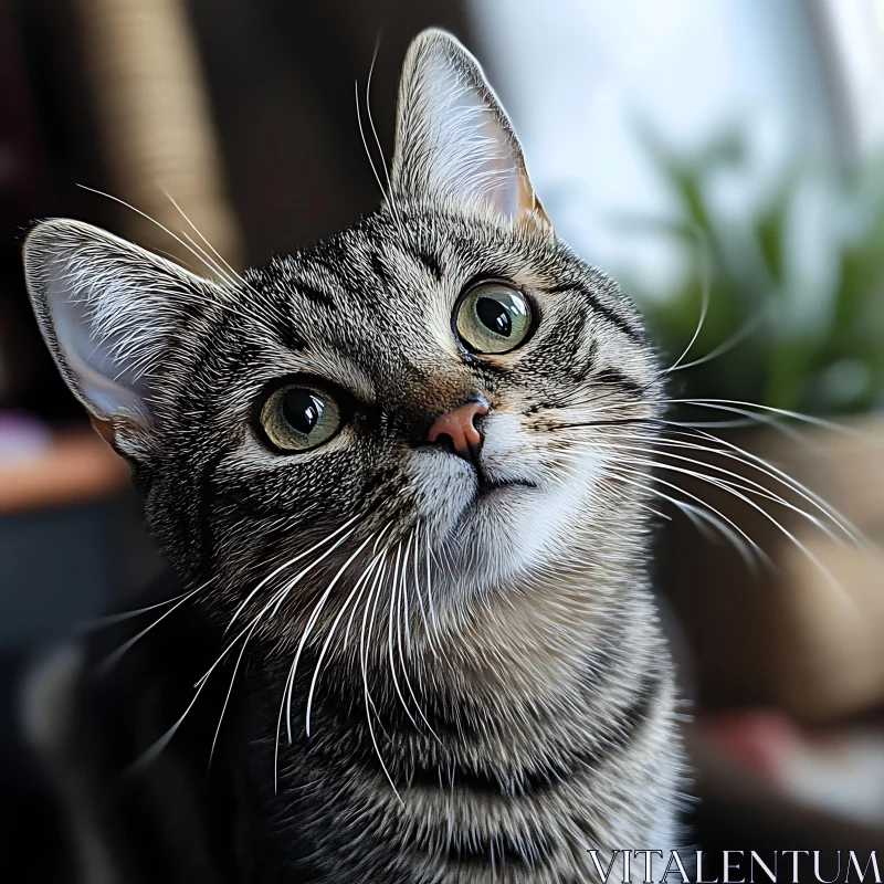 Inquisitive Cat with Green Eyes AI Image