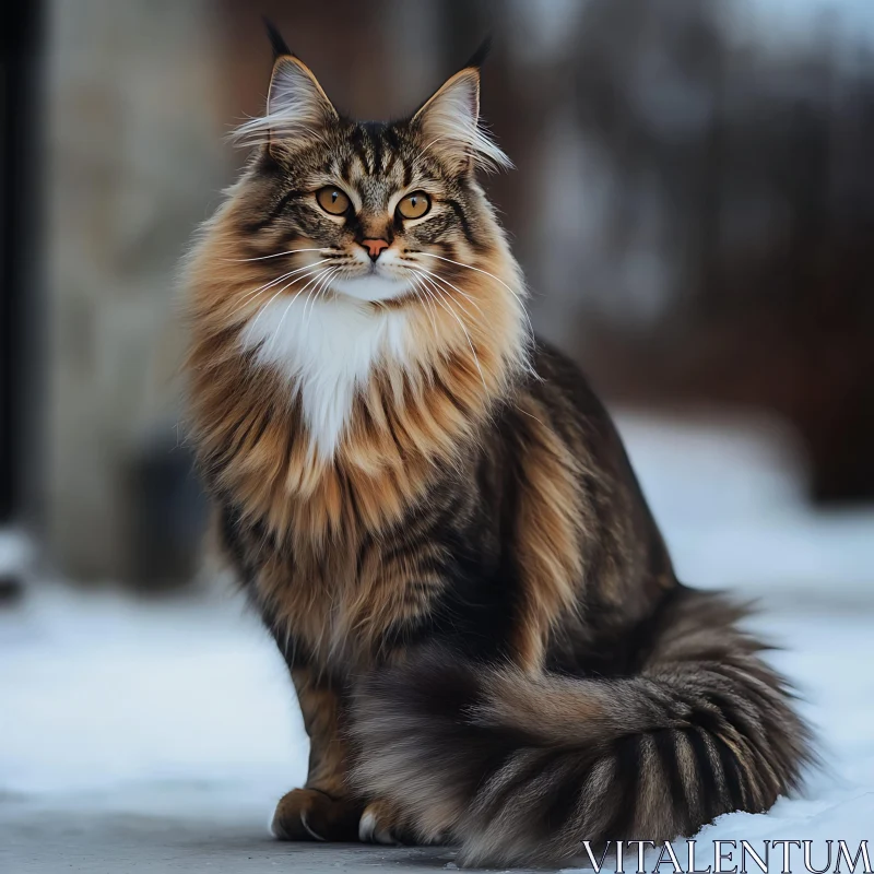 Elegant Winter Cat Portrait AI Image