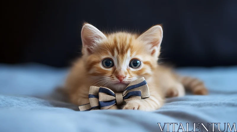 Adorable Kitten with Bow Tie AI Image