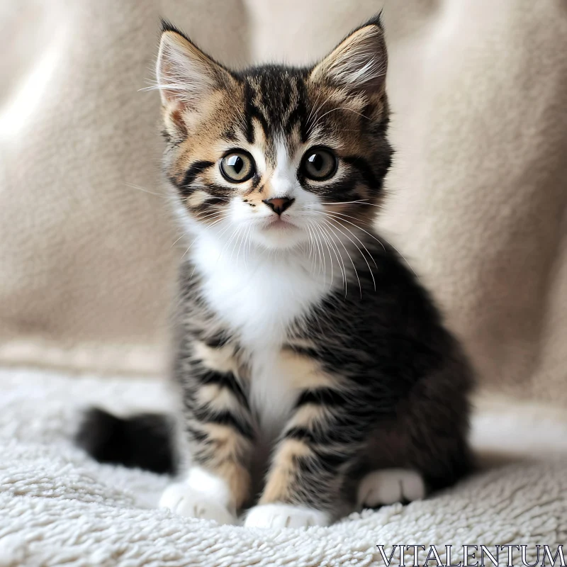 Cute Kitten with Innocent Expression AI Image