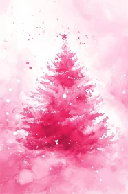 Pink Watercolor Christmas Tree