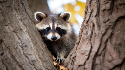 Curious Raccoon Portrait in Nature