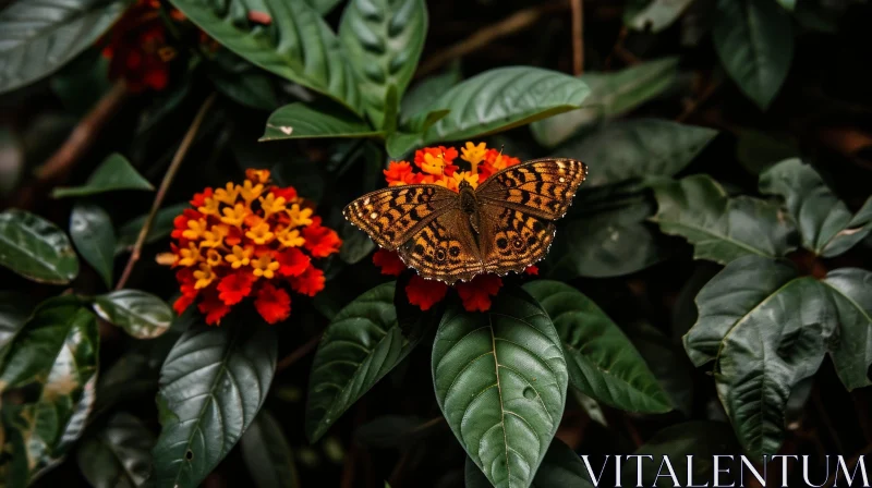 Graceful Butterfly on Vibrant Flower - A Captivating Nature Scene AI Image
