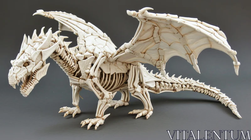 Incredible 3D Rendering of a Skeletal Dragon - Mesmerizing Fantasy Art AI Image