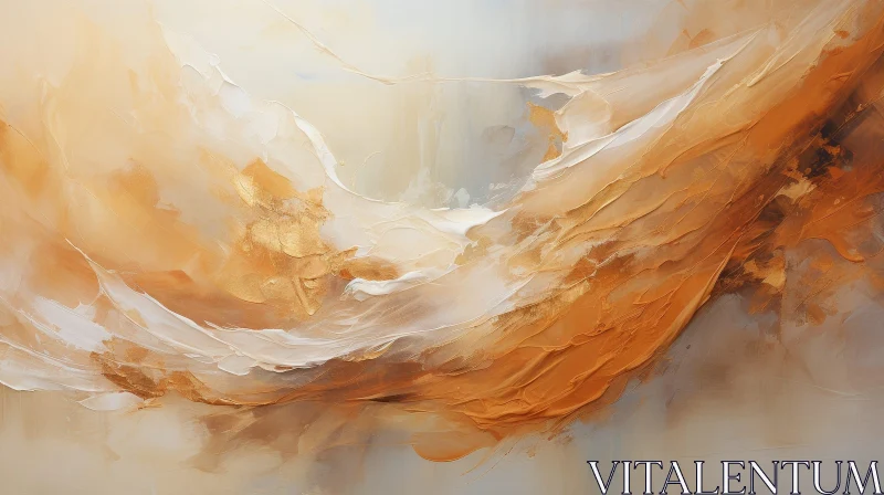 Vibrant Abstract Art Painting in Light Orange AI Image
