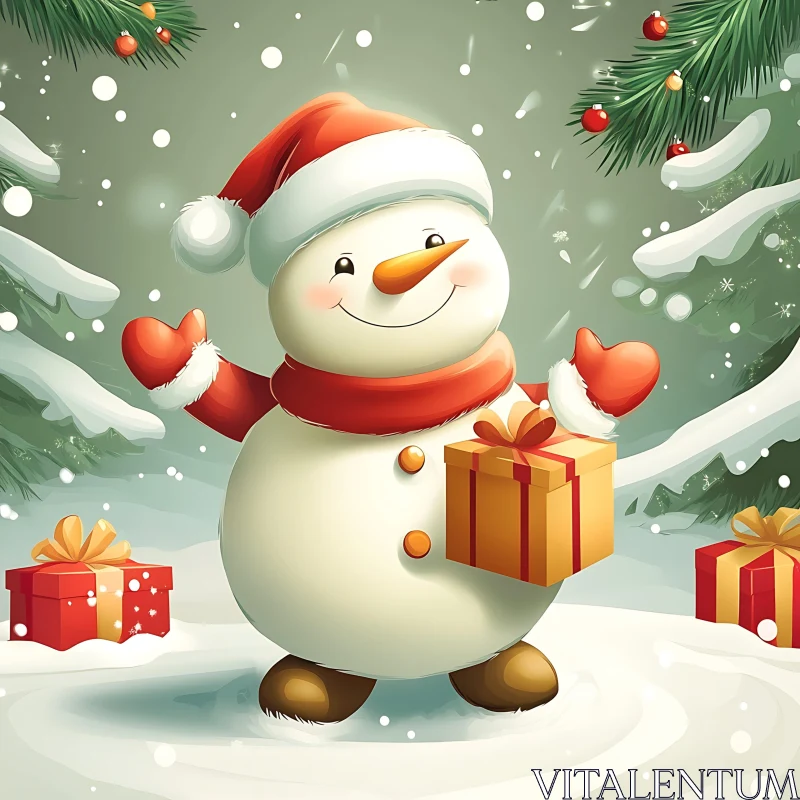 AI ART Festive Snowman in a Winter Wonderland