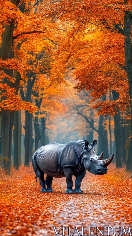 Wildlife Amidst Autumn Leaves AI Image