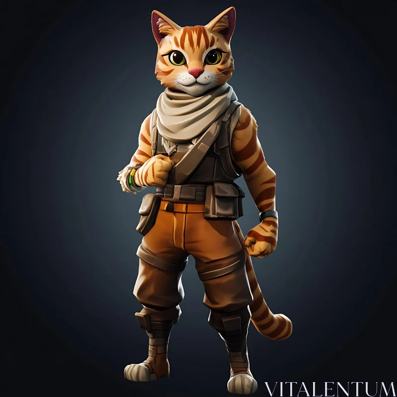 Heroic Cat Character Design AI Image