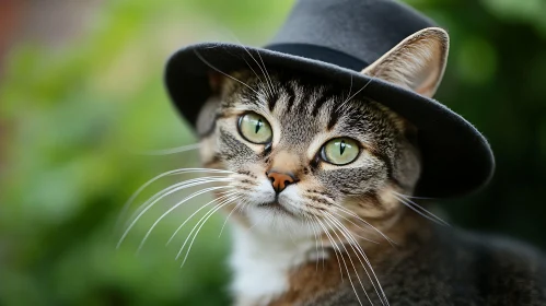 Stylish Cat Portrait with Hat