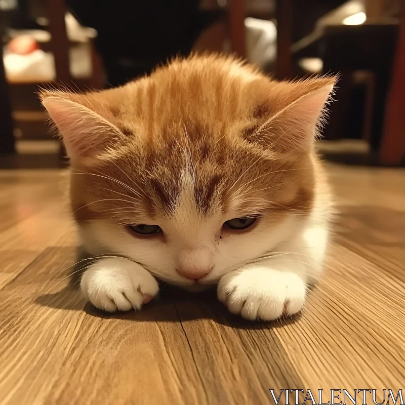 Charming Kitten Resting Indoors AI Image