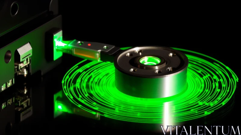 AI ART Green Laser Light on Hard Disk Drive (HDD)