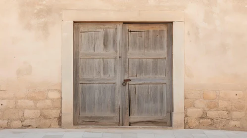 Rustic Wooden Door with Metal Doorknob