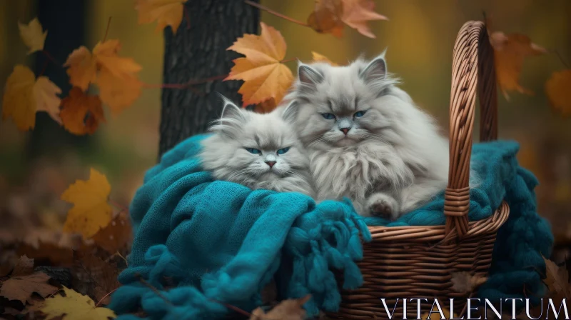 Serene Kittens in Woods Basket AI Image