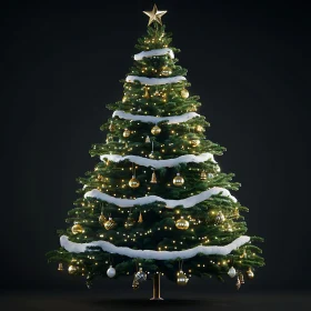 Festive Christmas Tree with Golden Ornaments