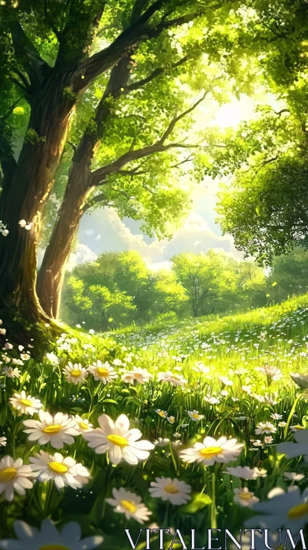 AI ART Sunlit Forest Meadow