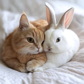 Companionship of Cat and Rabbit