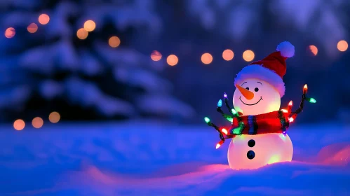 Enchanting Winter Snowman with Christmas Decorations