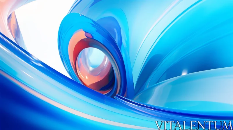Blue and Red Abstract 3D Rendering Illustration AI Image