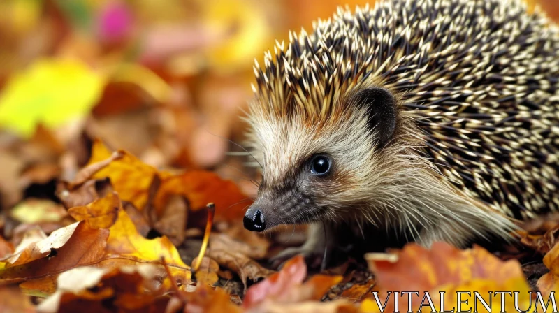 Captivating Hedgehog in Autumn Leaves - A Delightful Nature Encounter AI Image
