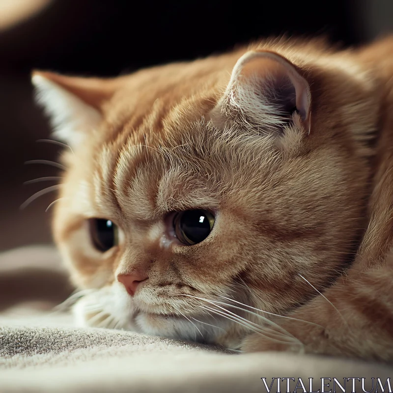 Ginger Cat Resting Close-Up AI Image