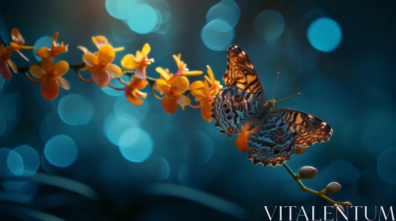 Close-Up Butterfly on Flower in Tropical Rainforest AI Image