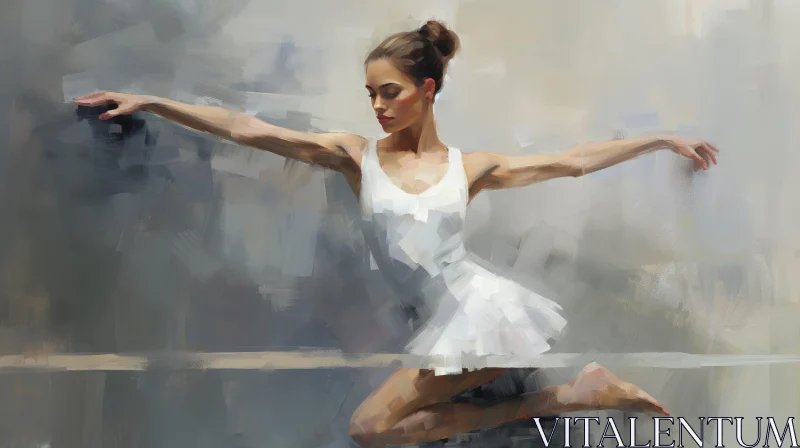 White Leotard Woman Ballet Painting AI Image