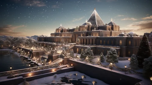 Winter Castle: A Luxurious 3D Rendering of a Medieval Masterpiece