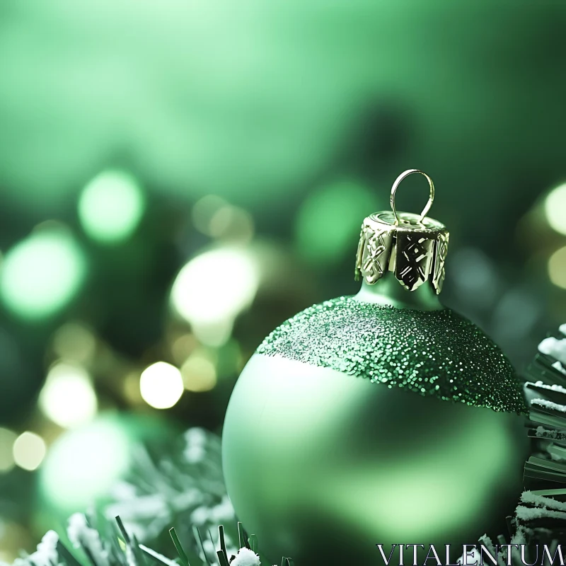 Green Glitter Christmas Ornament AI Image