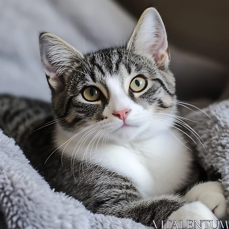 Close-up of Relaxed Tabby Cat AI Image