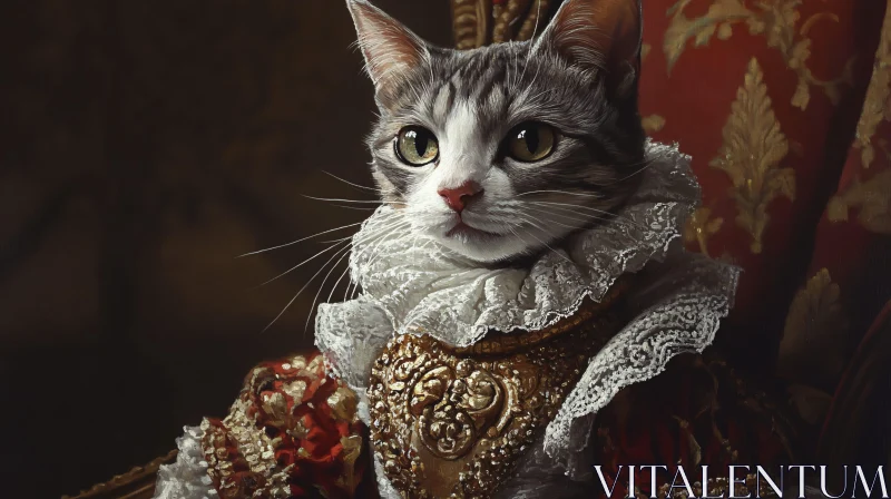 AI ART Elegant Cat in Historical Regal Costume