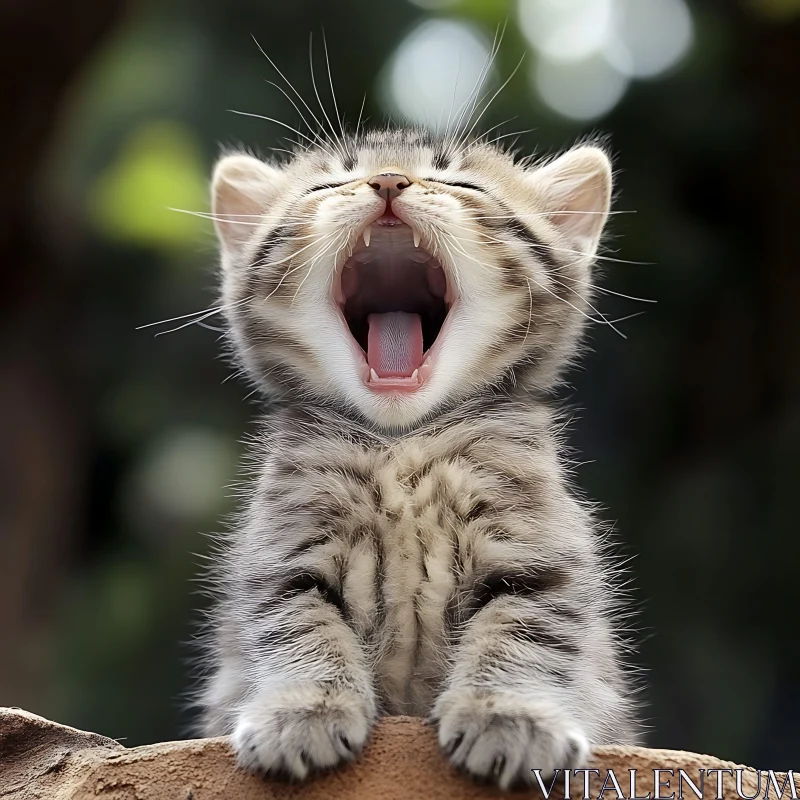 AI ART Yawning Tabby Kitten Image