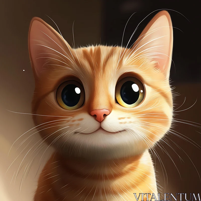 Cute Kitten with Big Eyes and Whiskers AI Image