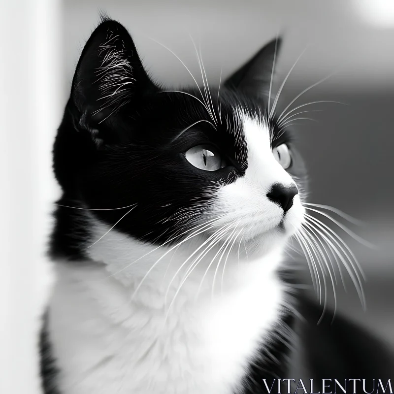 AI ART Striking Feline Gaze in Black and White