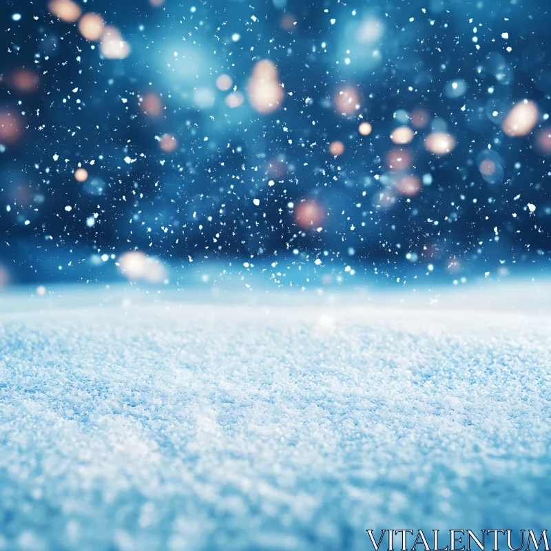 Tranquil Snowfall in Winter Wonderland AI Image