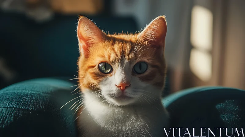 Domestic Ginger Cat's Portrait AI Image